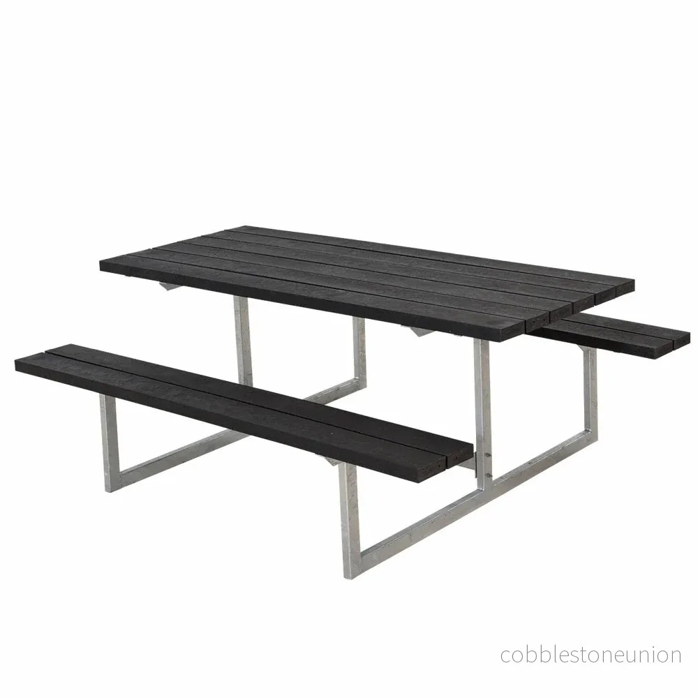 Basic bord-/bænkesæt – 177 cm – RePlast – sort