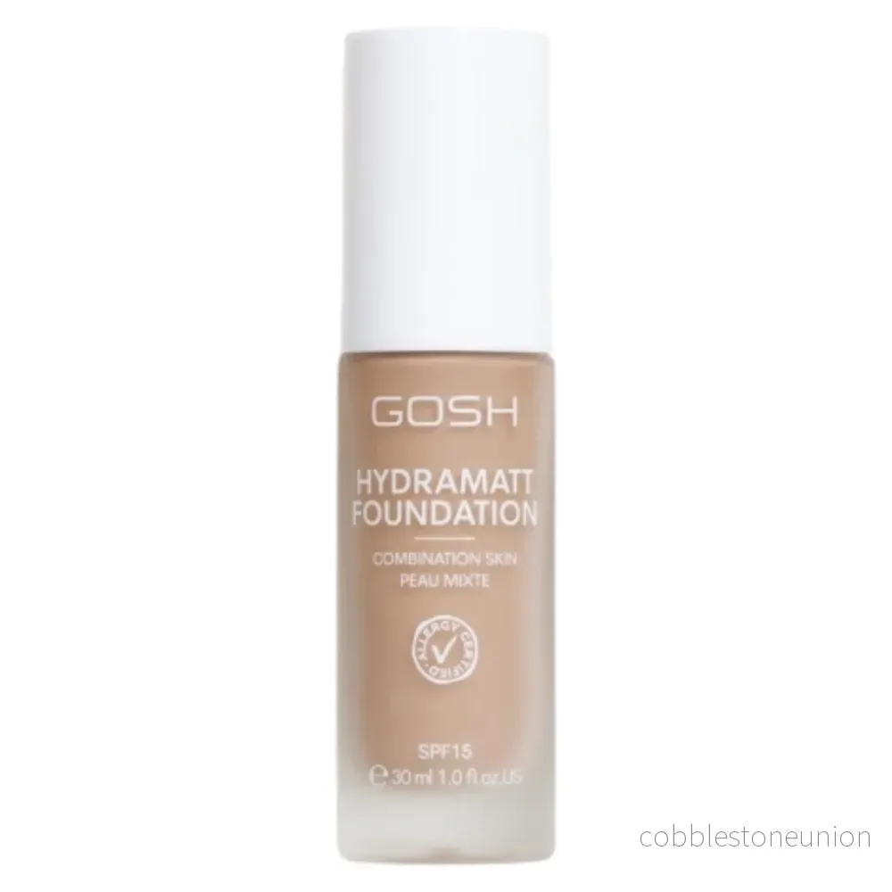 Gosh, Hydramatt, Matt, Flytande foundation, 012N, Mellanmörk, SPF15, 30 ml