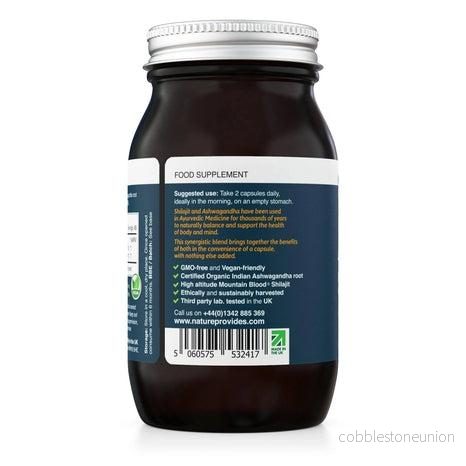 Ayurvedic Shilajit och organisk Ashwagandha-rot (1000 mg), 90 vegankapslar - Bild 2