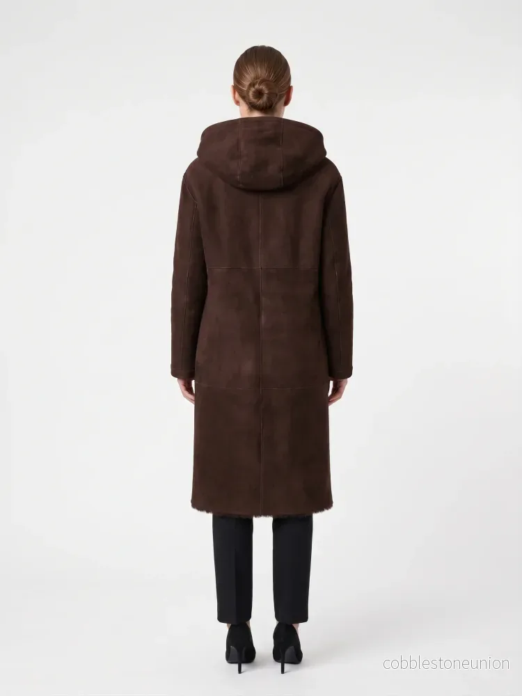 Ausron-A, 110 cm. - Hood Suede Lamb - Women Dark Brown - Bild 3