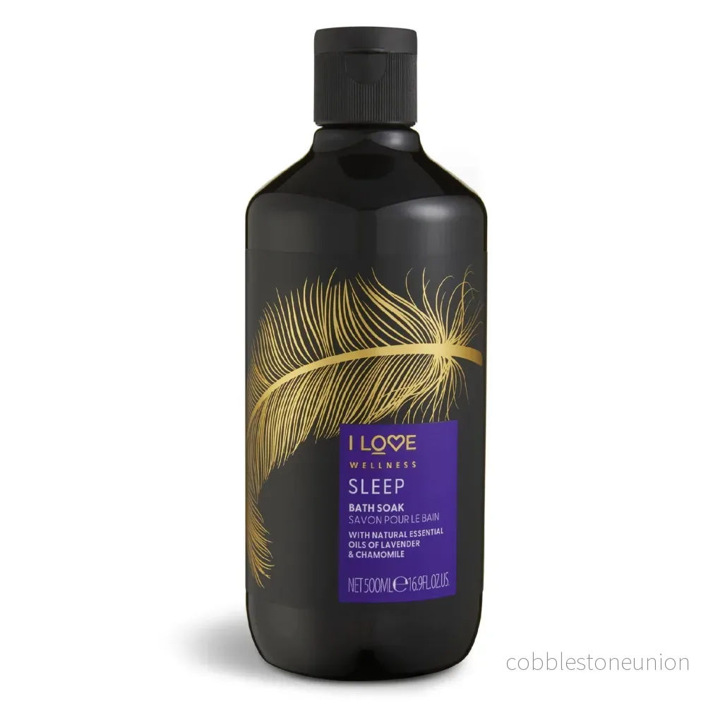 I Love, Wellness Sleep, Eteriska oljor, Närande och återfuktande, Kamomill & lavendel, Badtillsats, 500 ml