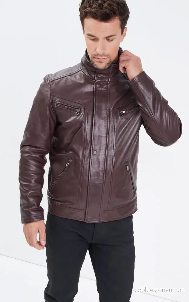 Falconero Dark Brown Leather Jacket – Men Falconero Dark Brown Leather Jacket – Men
