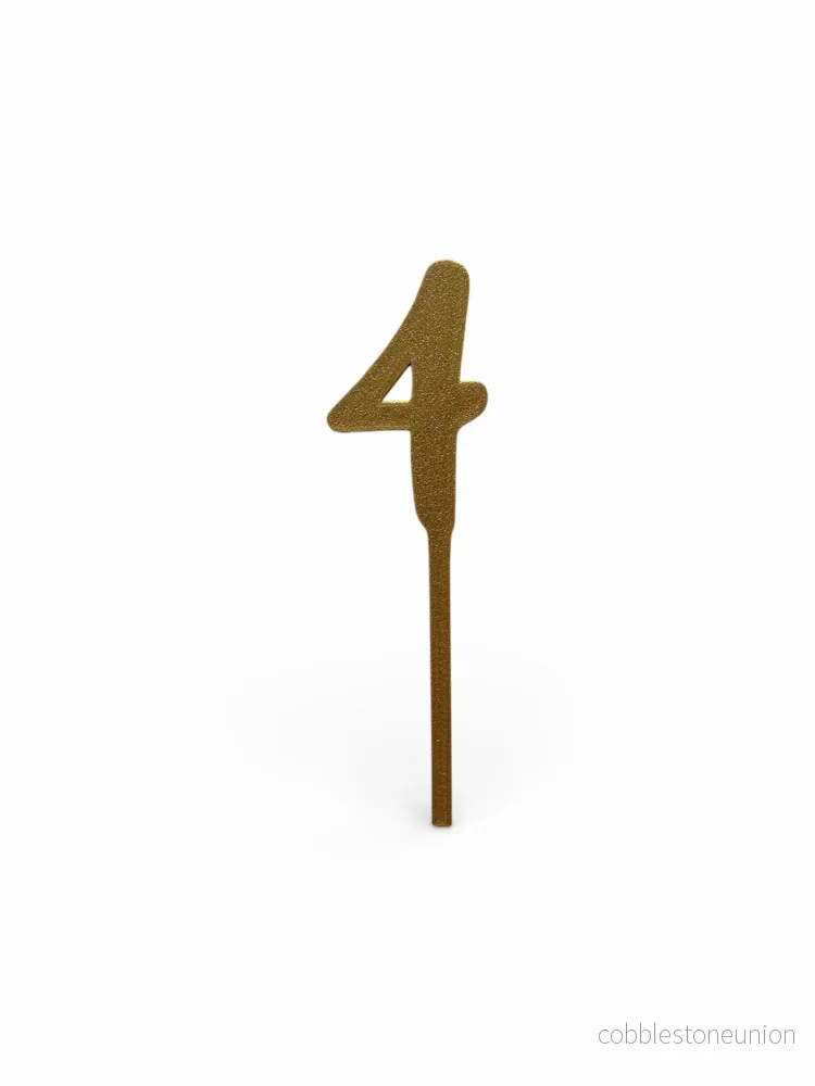 Cake Topper Siffra – 4 Guld/Silver Cake Topper Siffra – 4 Guld/Silver