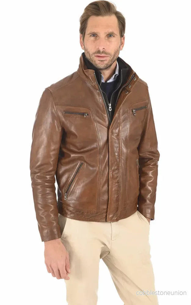 Falconero Brown Leather Jacket - Men - Bild 2