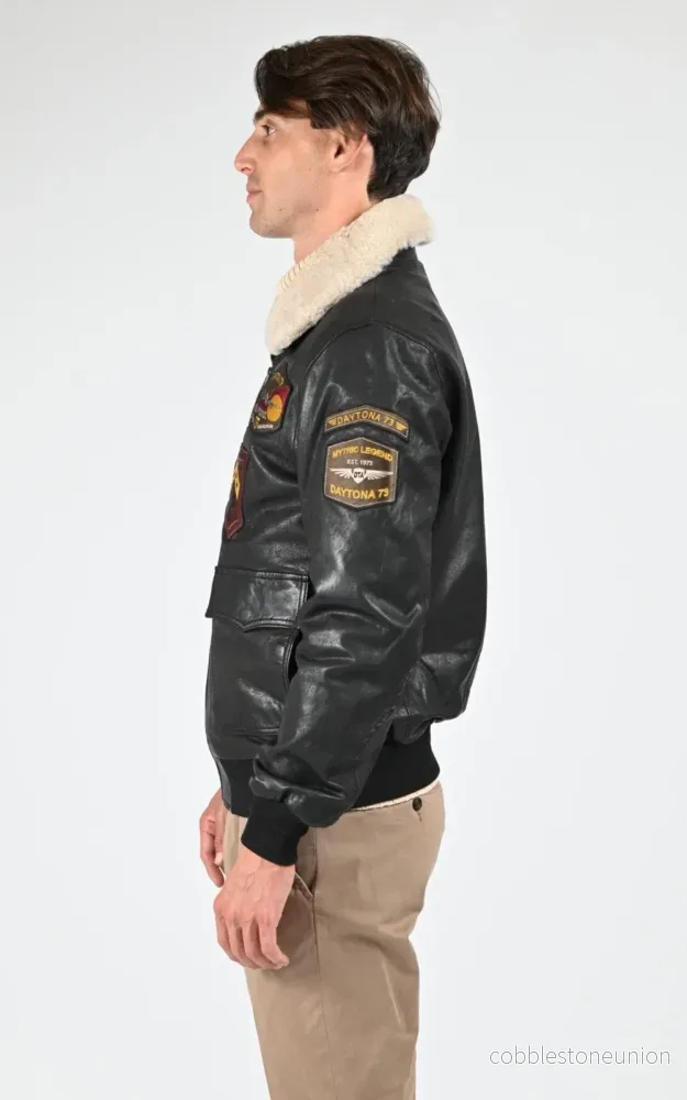 Black Mock Aviator Jacket - Men - Bild 3