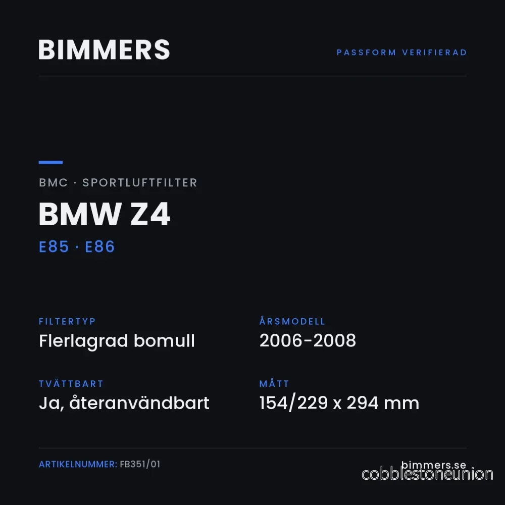 BMC Sportluftfilter BMW Z4 E85 E86 (3.2 M), FB351/01 - Bild 2