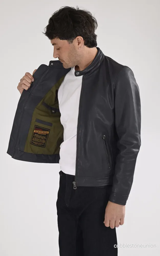 Mercer Blue Leather Jacket - Men - Bild 3