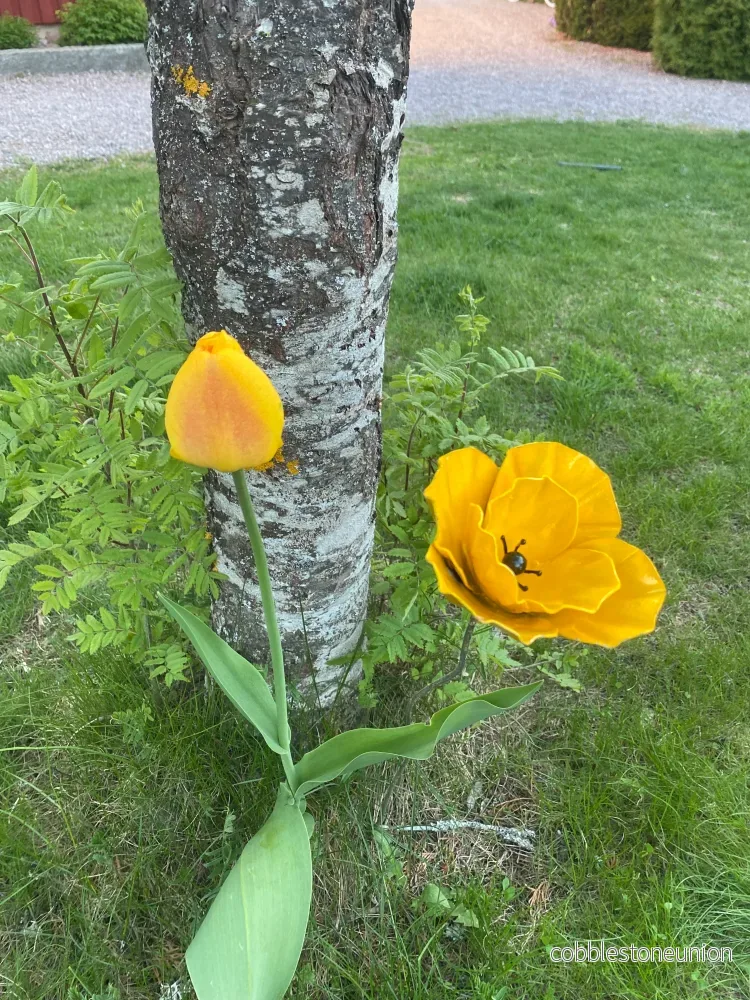 Blomma Dubbel Vallmo Gul 74 cm – Återvunnen Metall Zimbabwe Blomma Dubbel Vallmo Gul 74 cm – Återvunnen Metall Zimbabwe