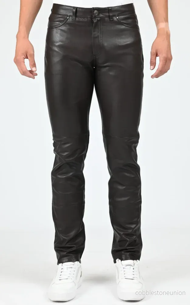 Brown Sexy Man Slim Leather Pants – Men Brown Sexy Man Slim Leather Pants – Men