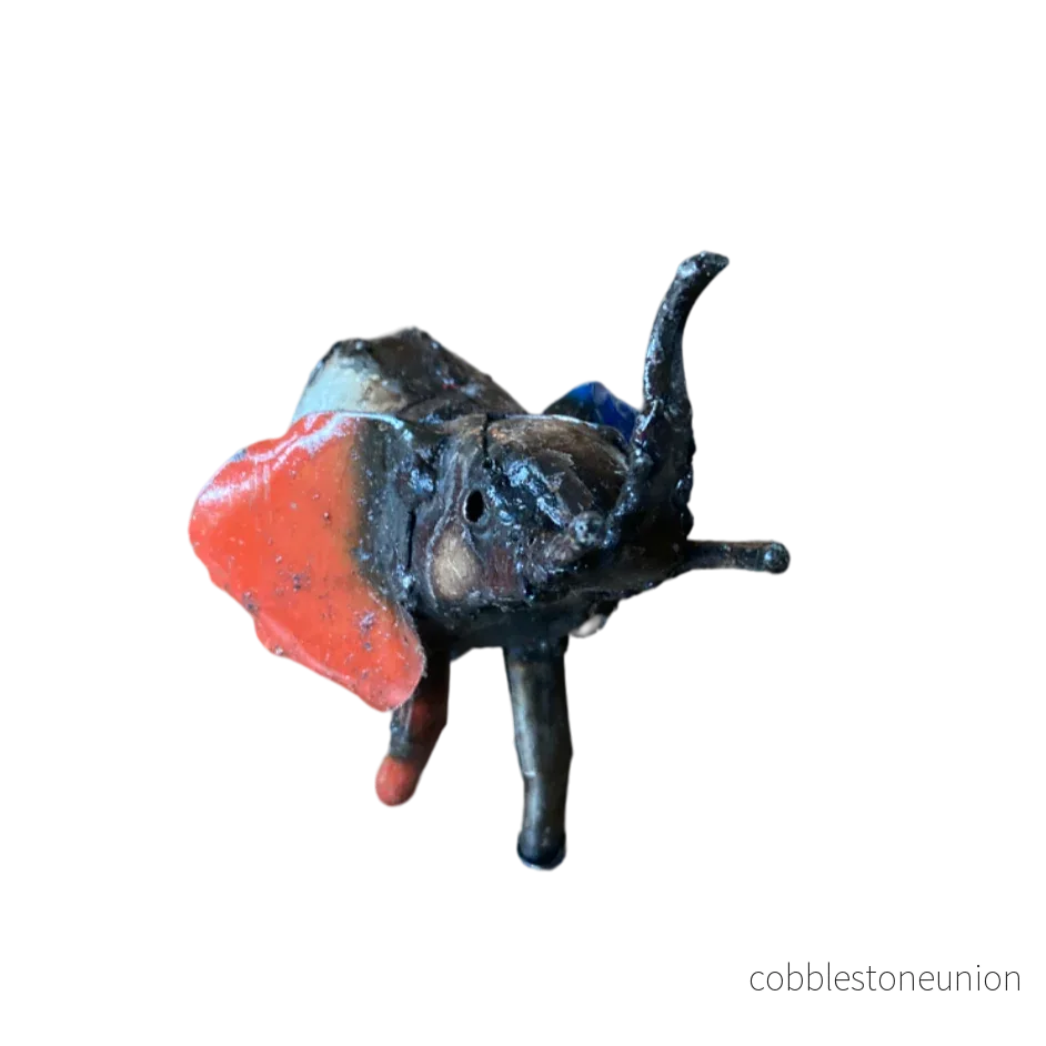 Elefant Flerfärgad 16 cm – Handgjord Metallskulptur från Zimbabwe