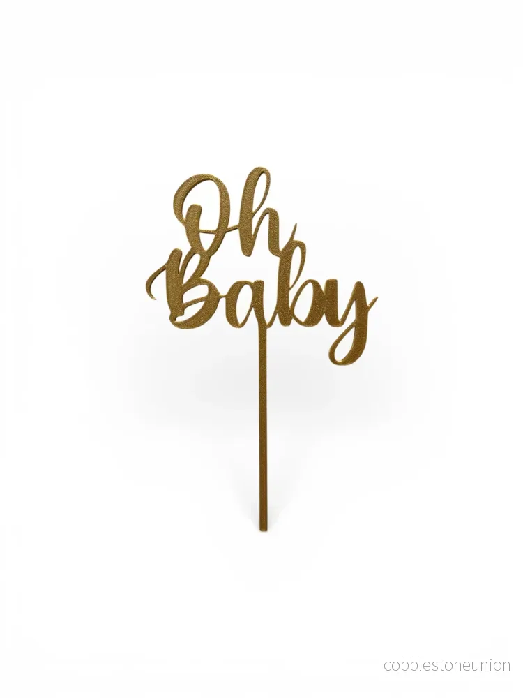 Cake Topper Oh Baby – Guld/Silver Cake Topper Oh Baby – Guld/Silver
