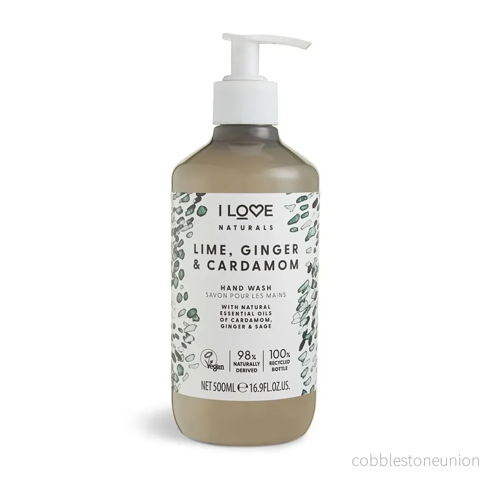 I Love, Naturals Collection, Lime, ingefära & kardemumma, Rengöring, Flytande tvål, För händer, 500 ml I Love, Naturals Collection, Lime, ingefära & kardemumma, Rengöring, Flytande tvål, För händer, 500 ml
