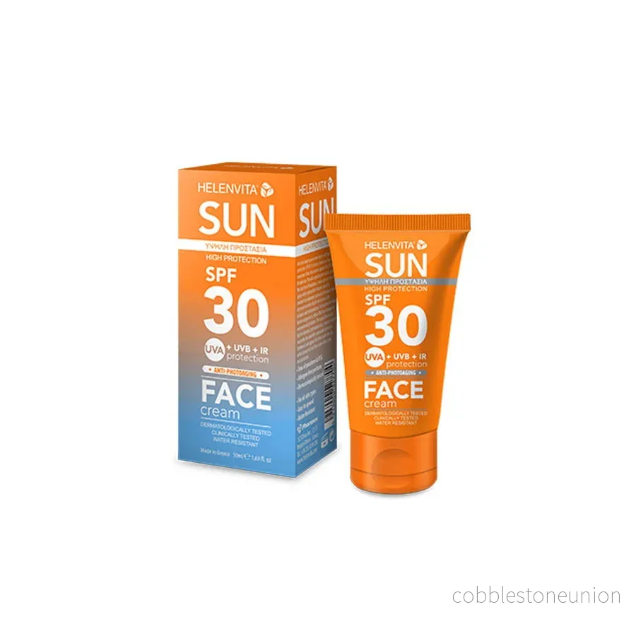 Helenvita, Sun, UVA- och UVB-skydd, Innan sol exponering, Grädde, För ansiktet, SPF 30, 50 ml