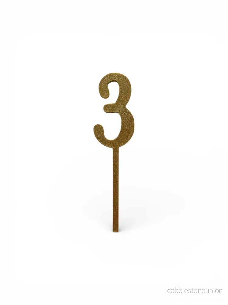 Cake Topper Siffra – 3 Guld/Silver