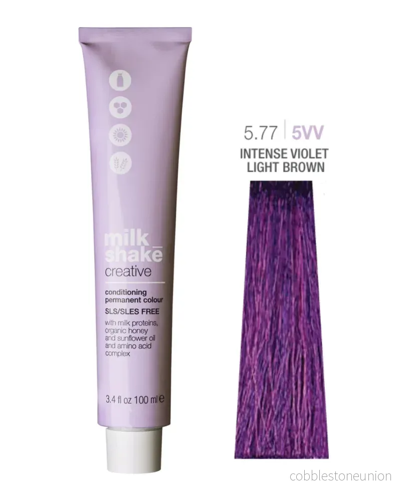 Milk Shake, Creative, Permanent hårfärg, 5.775VV Intensiv Violett Ljusbrun, 100 ml Milk Shake, Creative, Permanent hårfärg, 5.775VV Intensiv Violett Ljusbrun, 100 ml