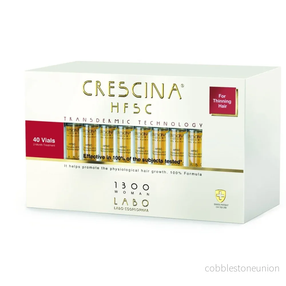 Labo Suisse, Crescina, Transdermic HFSC 1300, Tillväxtstimulerande, Ampullbehandlingsserum, För hårbotten, För kvinnor, 40 st, 3.5 ml Labo Suisse, Crescina, Transdermic HFSC 1300, Tillväxtstimulerande, Ampullbehandlingsserum, För hårbotten, För kvinnor, 40 st, 3.5 ml