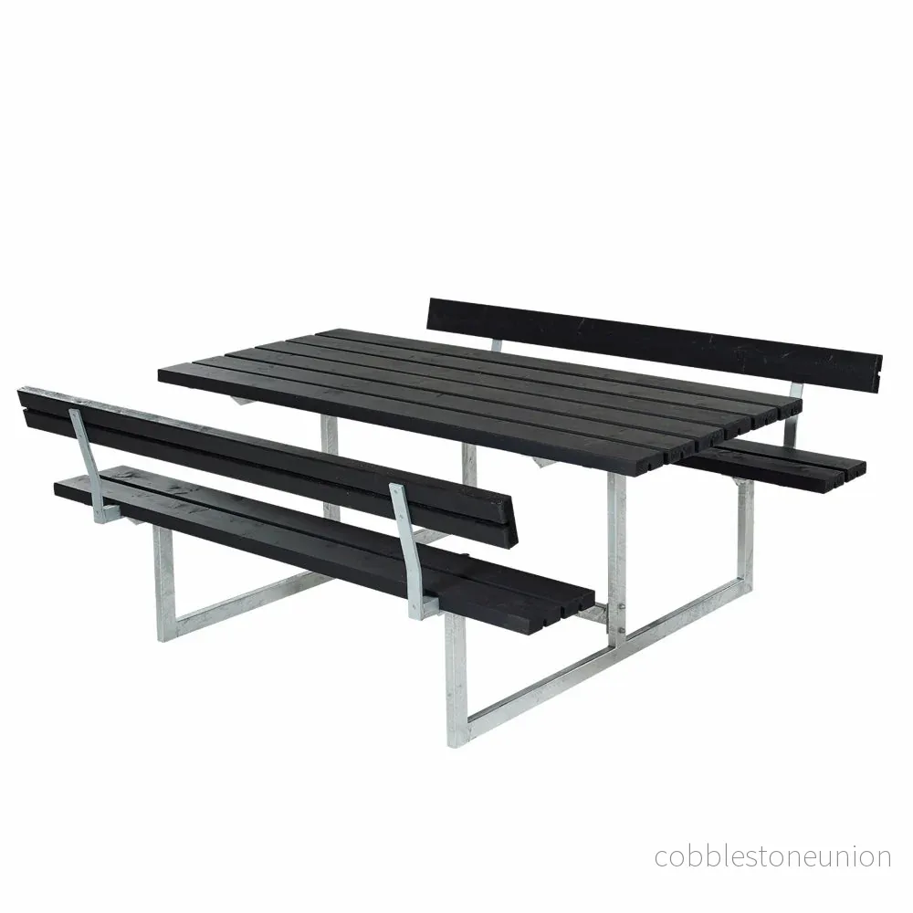 Basic bord-/bænkesæt med 2 ryglæn - 177 cm - sort