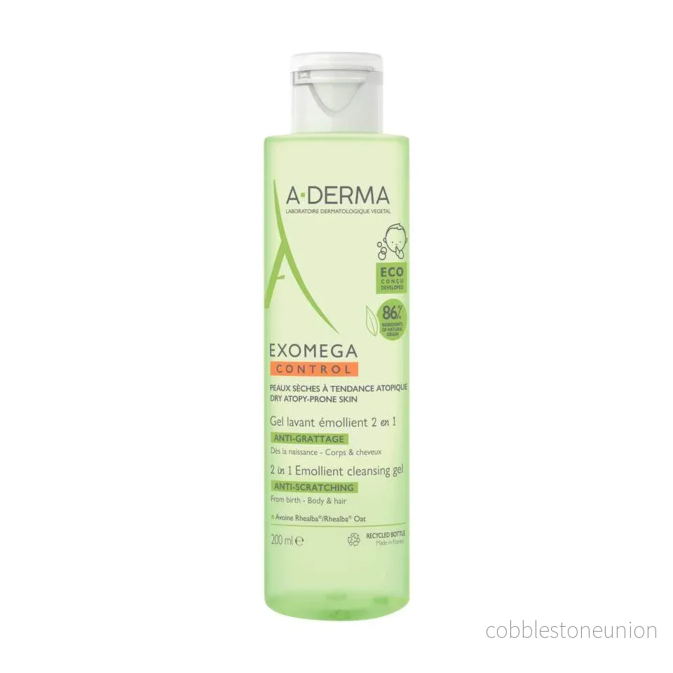 A-Derma, Exomega Control, Anti-Scratching & Soothing, Rengöringsgel, För hår & kropp, 200 ml