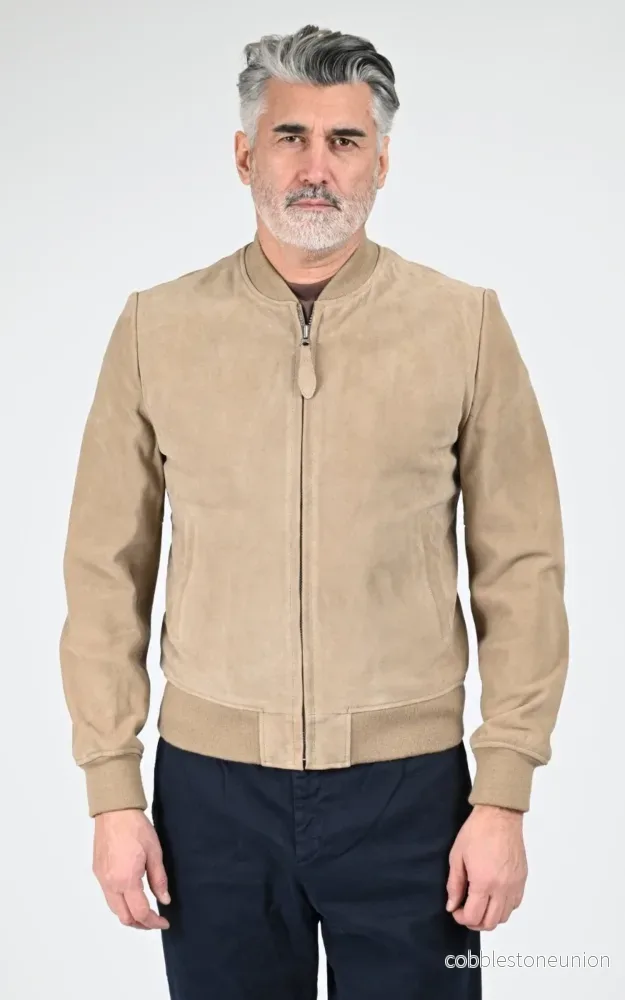 LC300 Beige Suede Varsity Jacket – Men LC300 Beige Suede Varsity Jacket – Men