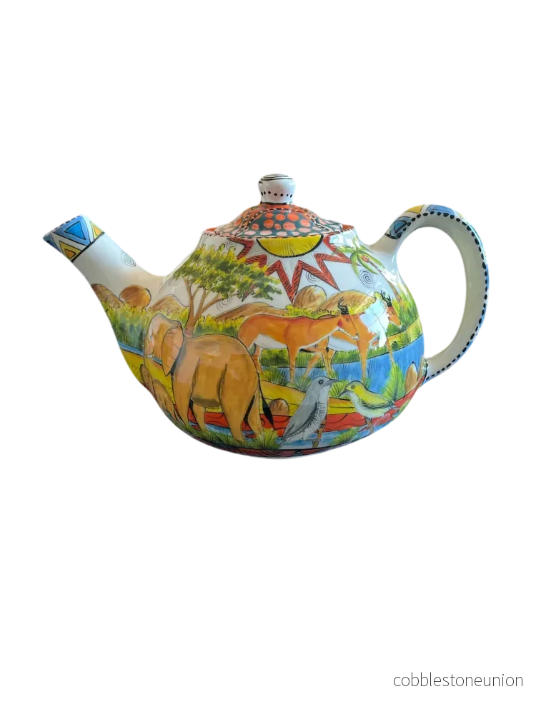 Tekanna Safarimotiv 17 cm - Handgjort Porslin Zimbabwe - Bild 2