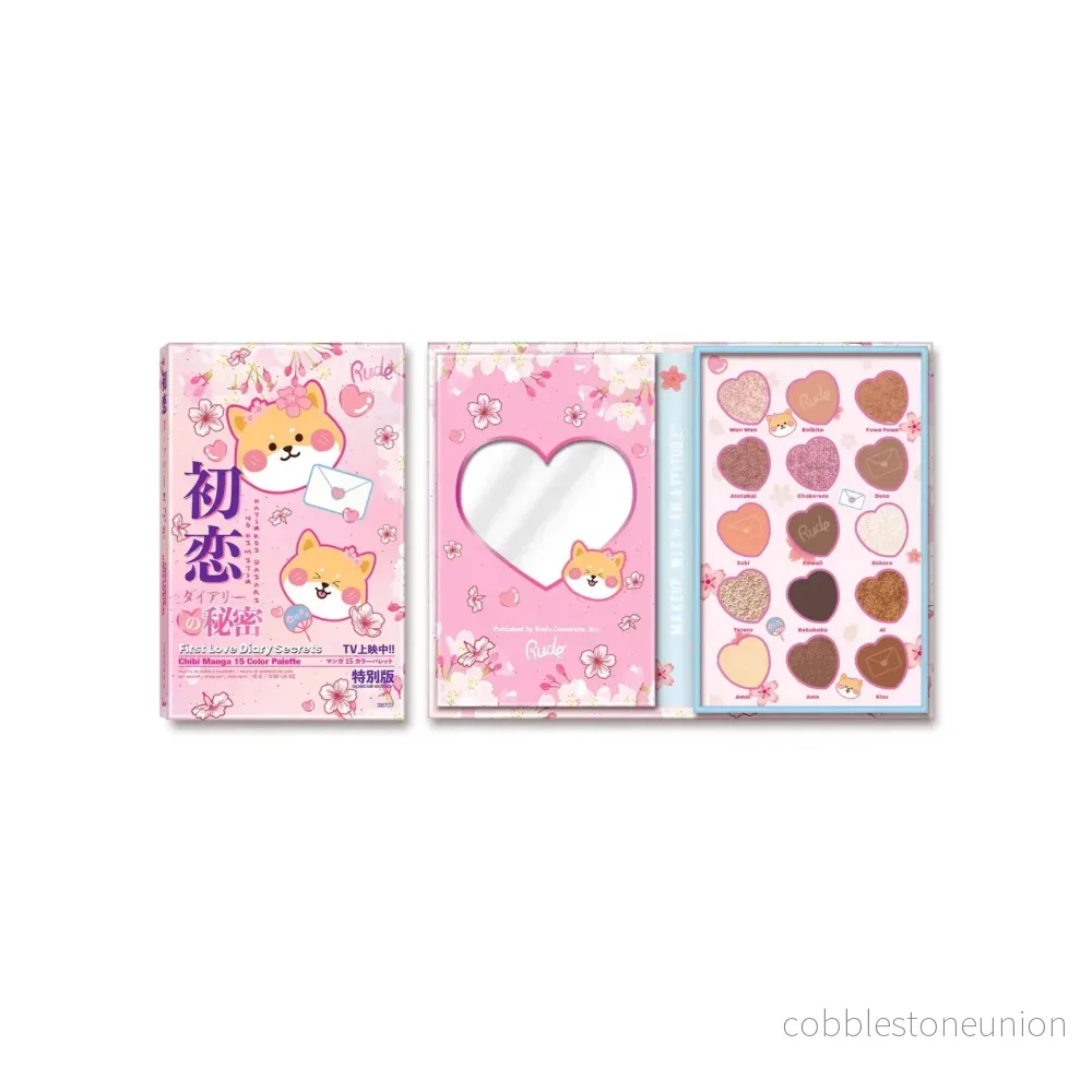 Rude Cosmetics, First Love Diary Secrets, Ögonskuggspalett, 15 nyanser
