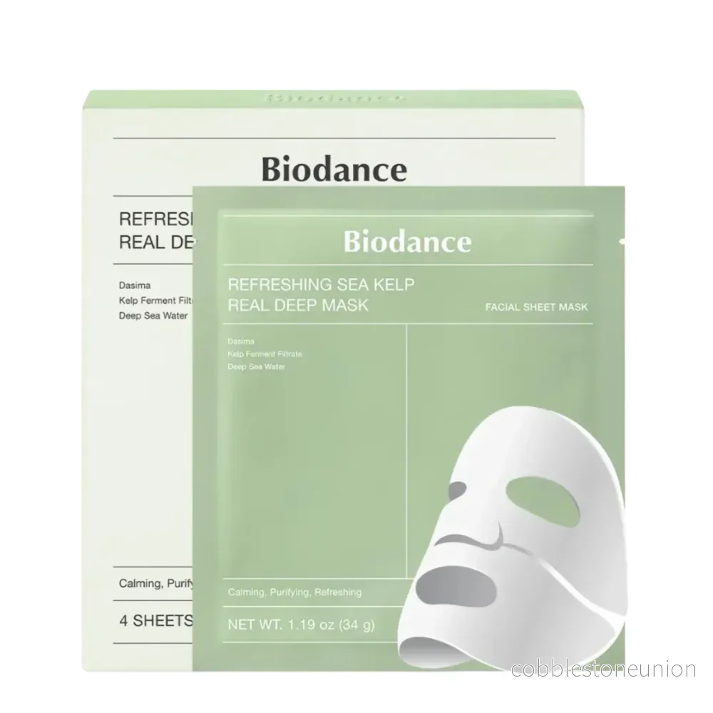 Set, Biodance, Uppfriskande havskelp, Rengörande, Ansiktsmask, För ansiktet, 4 st, 34 g Set, Biodance, Uppfriskande havskelp, Rengörande, Ansiktsmask, För ansiktet, 4 st, 34 g