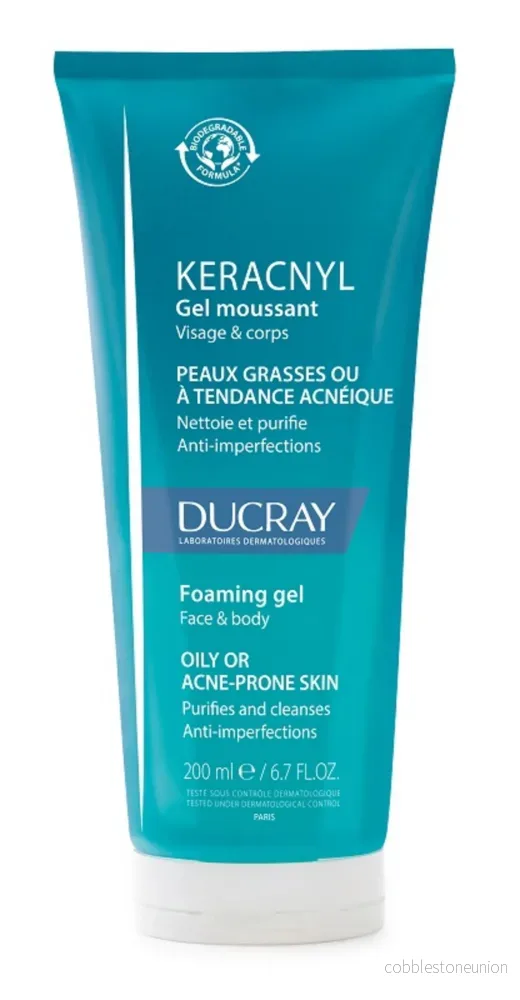 Ducray, Keracnyl, Biodegradable, Fragrance, Cleansing, Shower Gel, Face, Oily, 200ml