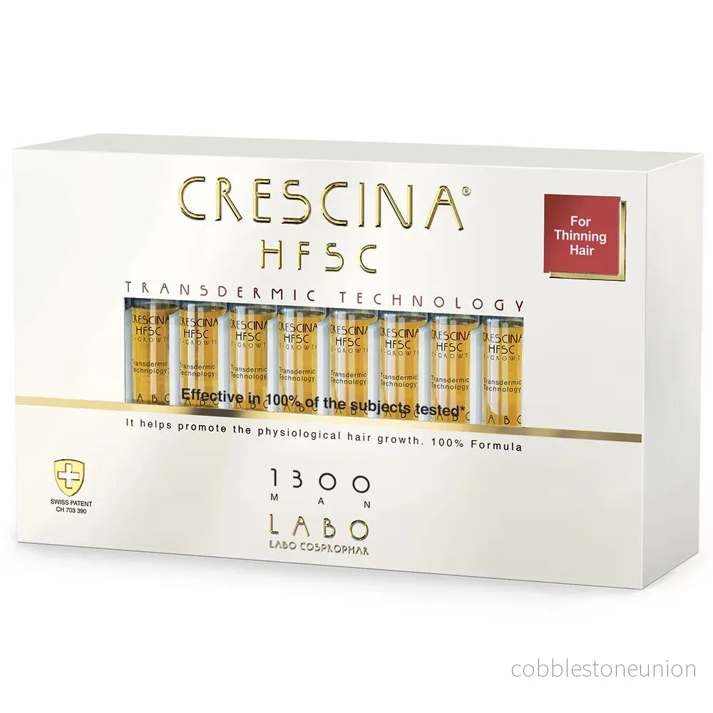 Labo Suisse, Crescina, Transdermic HFSC 1300, Tillväxtstimulerande, Ampullserum, För hårbotten, För män, 20 st, 3.5 ml