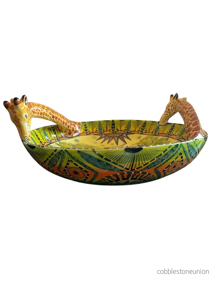 Skål med Giraffhandtag 35 cm - Handgjort Porslin Zimbabwe - Bild 2