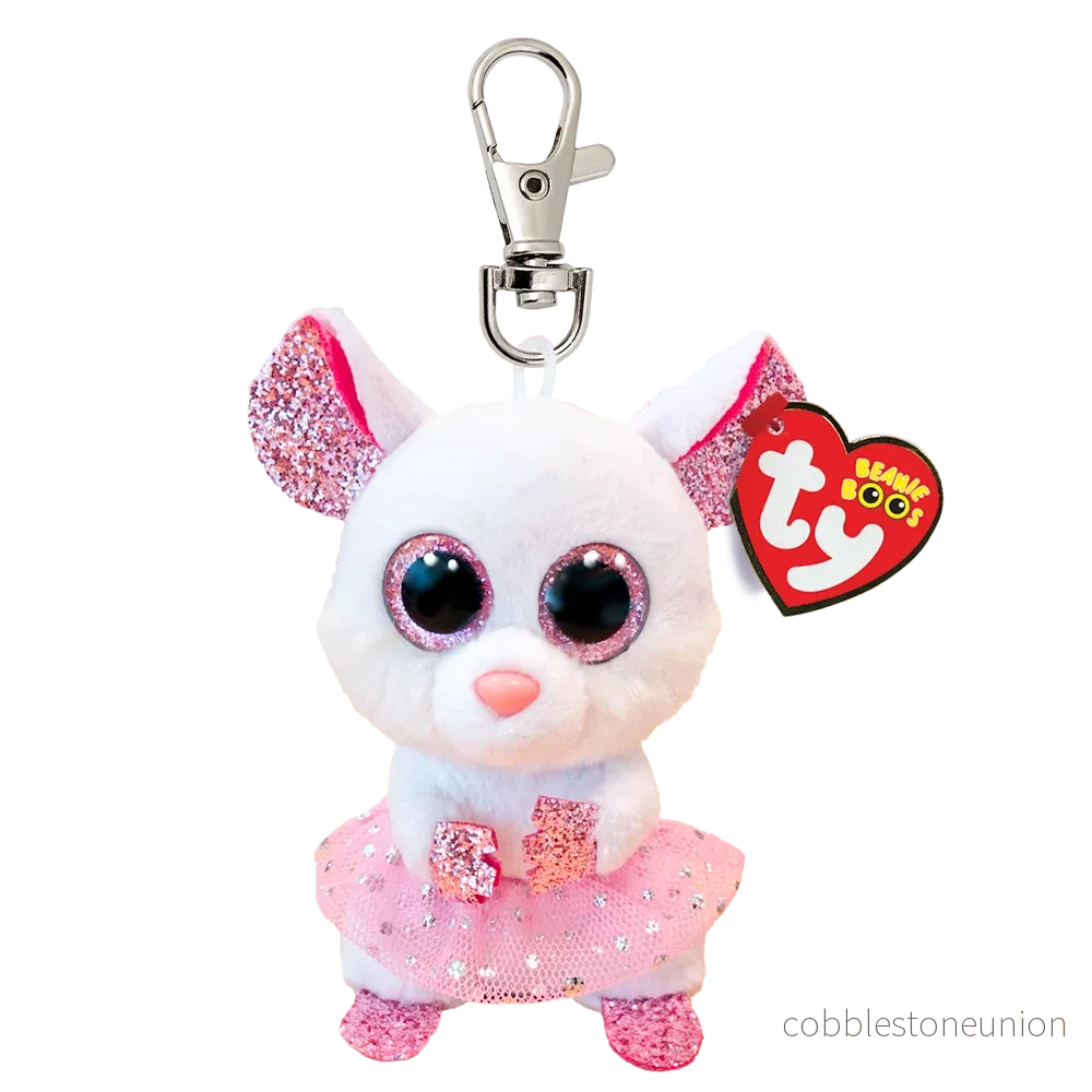 TY Beanie Boos Clip-On Nina The White Ballerina Mouse TY Beanie Boos Clip-On Nina The White Ballerina Mouse