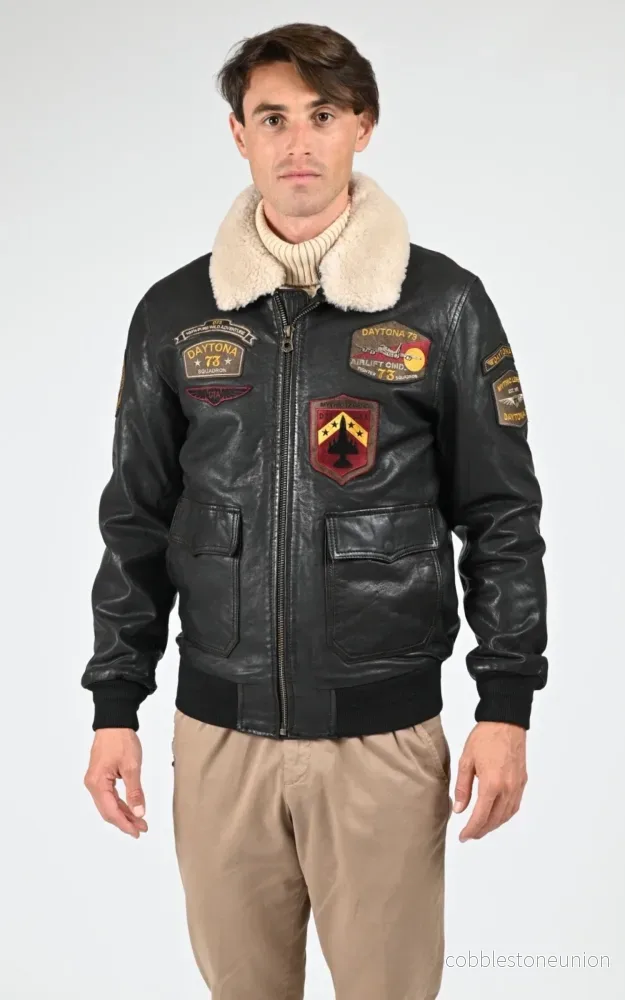 Black Mock Aviator Jacket – Men