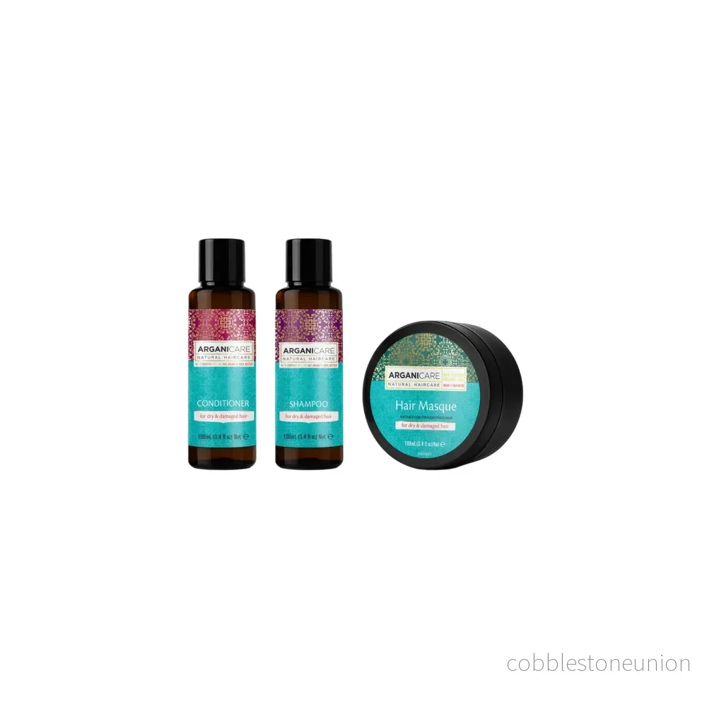 Set Arganicare: Argan Oil & Shea Butter, Hair Treatment Cream Mask, Repair, Moisturizing, 100 ml + Argan Oil & Shea Butter, Hair Shampoo, Repairing & Moisturising, 100 ml + Argan Oil & Shea Butter, Hair Conditioner, Repairing & Moisturising, 100 ml