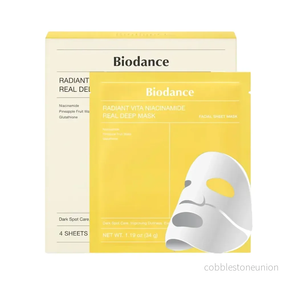 Set, Biodance, Vita Niacinamid, Uppljusande, Ansiktsmask, För ansiktet, 4 st, 34 g Set, Biodance, Vita Niacinamid, Uppljusande, Ansiktsmask, För ansiktet, 4 st, 34 g