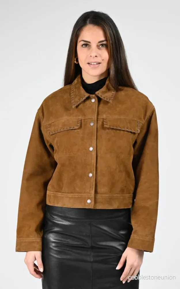 Caramel LCW Mandy Short Suede Jacket – Women